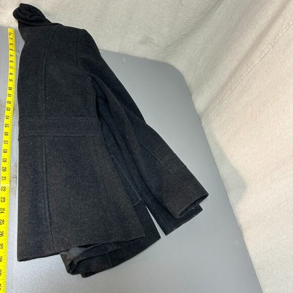 Nine West Womens Gray Wool Blend Pea Coat Size 10 Gray Preppy Asymmetric Buttons - Picture 11 of 12